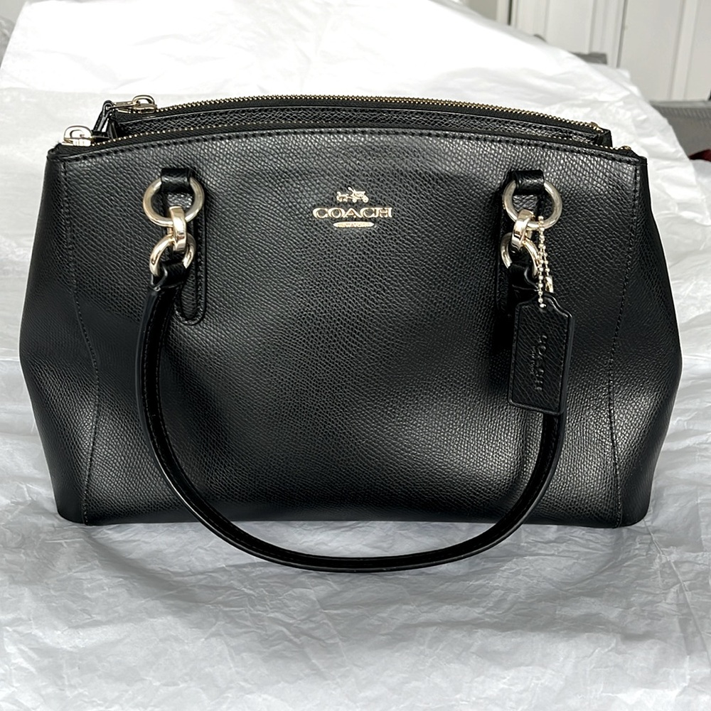Coach Black Leather Satchel with Gold Hardware